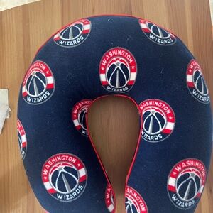 Navy Blue U-Shaped Travel Pillow with Sports Logos